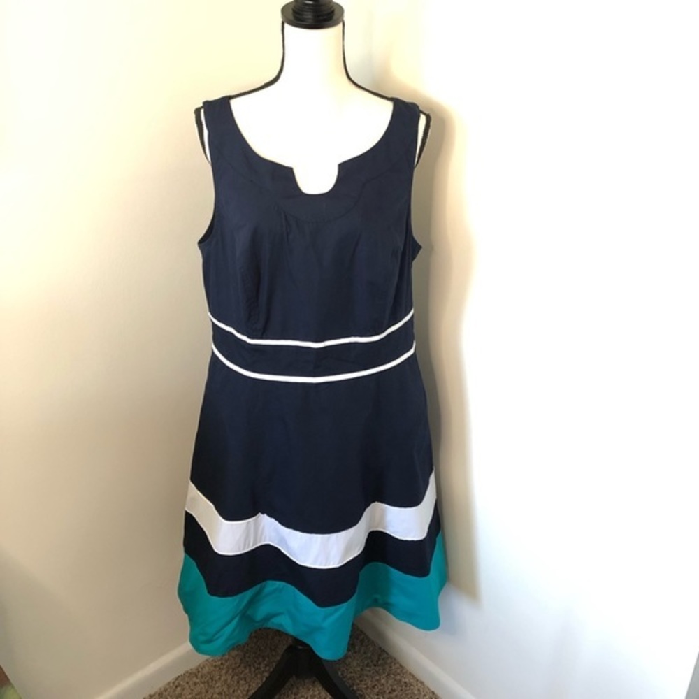 Eshakti Fit & Flare Color Block Midi Dress - image 2